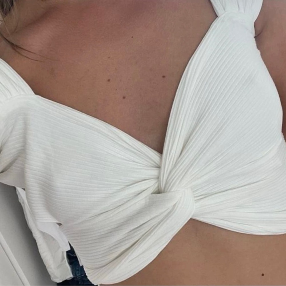 White twist sweater top